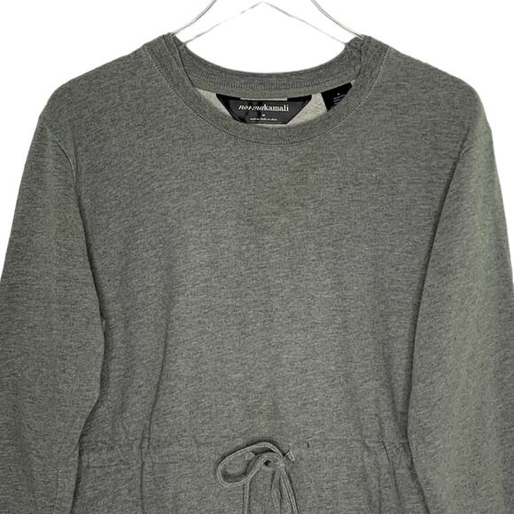 Norma Kamali M Long Sleeve Heather Gray Sweatshirt Dress Drawstring - Picture 4 of 8